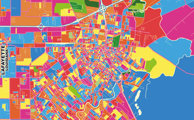 Wall Mural - Lafayette, Louisiana, USA, colorful vector map