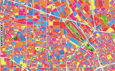 Wall Mural - Santa Clara, California, USA, colorful vector map