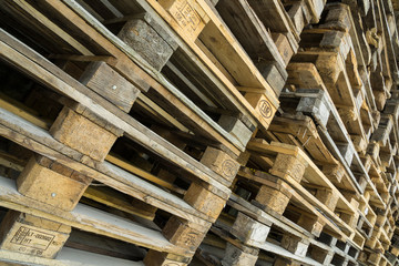 Poster - stacks of used transportation pallets