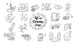 © Seek and Find - hand draw line art icon set .strategy for life saving and stop virus transmission,  Life in the time of Corona concept vector. social distancing  and lockdown theme