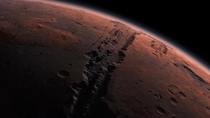 Wall Mural - mars planet rotating in the outer space.. orbiting planet mars. traveling to the red planet mars in 