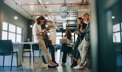 Employees meeting in a modern office