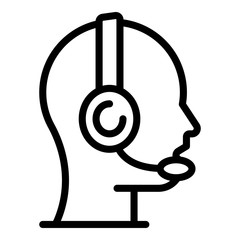 Poster - Company headset call center icon. Outline company headset call center vector icon for web design isolated on white background