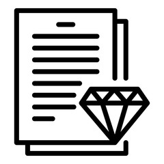 Diamond expert paper icon. Outline diamond expert paper vector icon for web design isolated on white background