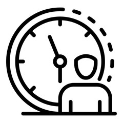 Poster - Manager wall clock icon. Outline manager wall clock vector icon for web design isolated on white background