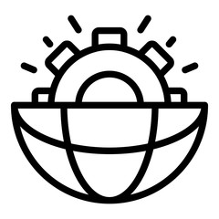 Poster - Global gear development icon. Outline global gear development vector icon for web design isolated on white background