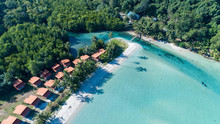 Thailand Tropical Paradise Aerial Drone View Of Beach