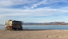 RV Parked On The Beach At Elephant Butte State Park, NM