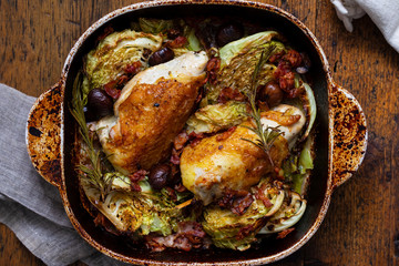 Sticker - Roast chicken with savoy cabbage and chestnuts