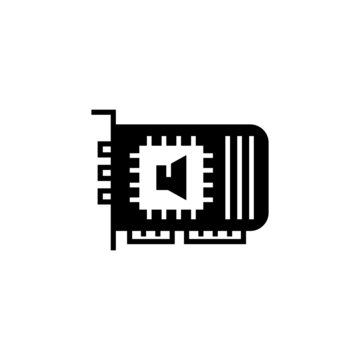 Sound card vector icon in black solid flat isolated on white background