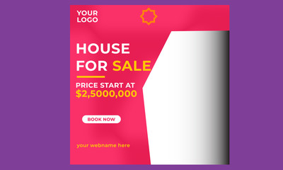 Wall Mural - Real estate sale social media banner or square flyer template