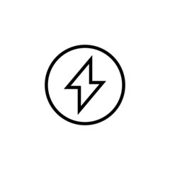 Sticker - Lightning  icon vector in linear, outline icon isolated on white background