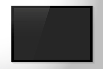 Aufkleber - modern plasma tv leading model. black flat tv with whitewash. tv with a black screen on a gray backg