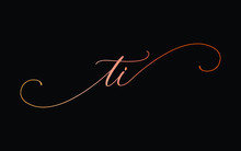 Ti Or T, I Lowercase Cursive Letter Initial Logo Design, Vector Template