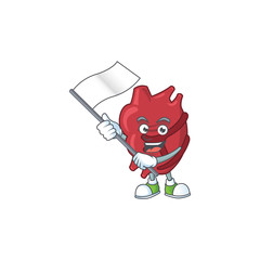 Poster - Cute cartoon character of heart holding white flag