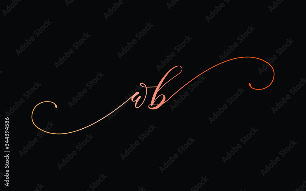 wb or w, b Lowercase Cursive Letter Initial Logo Design, Vector ...