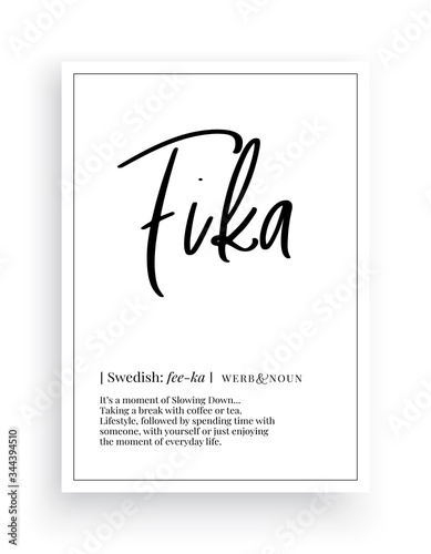 Cuadros en Lienzo Fika definition, Minimalist Wording Design, Wall Decor, Wall Decals Vector, Fika