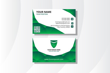 Poster - business card template vector illustration, green polygon background, flyer design, name card template,vector illustration. Horizontal layout use white background.