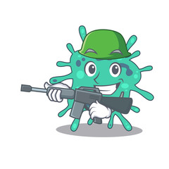 Canvas Print - A cartoon picture of shigella boydii in Army style with machine gun