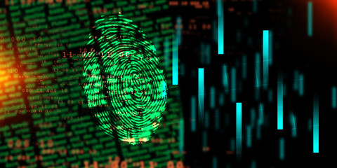 Poster - Fingerprint Scanning Technology Concept 2d Illustration