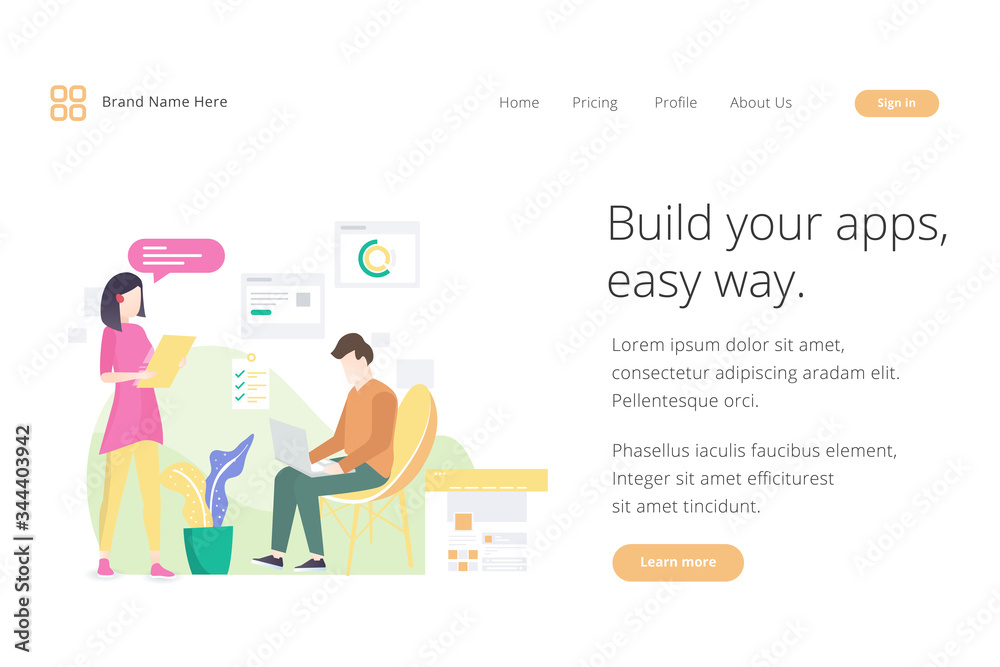 Landing page website template design. Modern flat design vector ...