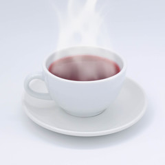 Wall Mural - cup with red hot tea on white background, over light
