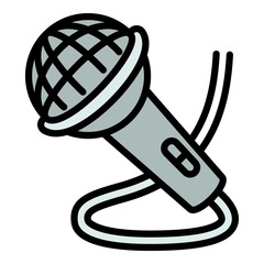 Poster - Music microphone icon. Outline music microphone vector icon for web design isolated on white background