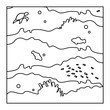 template for baby coloring. undersea world in linear style