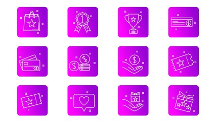 Lottery ticket, Earn reward and winner gift icons.vector illustration