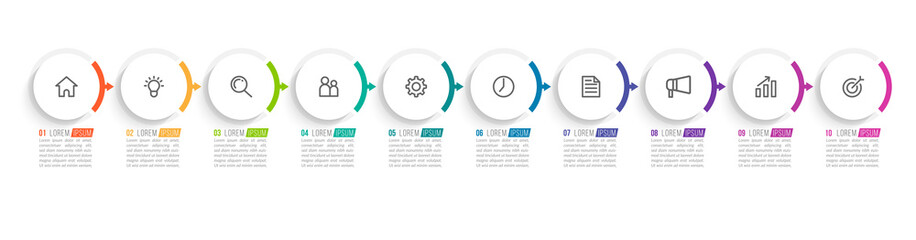 Minimal infographic template design with numbers 10 options or steps.