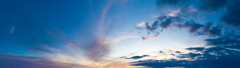 Poster -  Panorama sunrise sky and cloud at morning background image . Panorama sky and cloud.