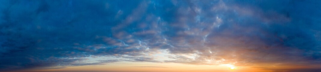 Wall Mural - panorama sunrise sky and cloud at morning background image . panorama sky and cloud.