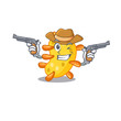 Cute handsome cowboy of vibrio cartoon character with guns