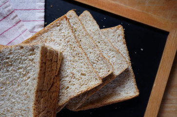 Close-up view of sliced bread