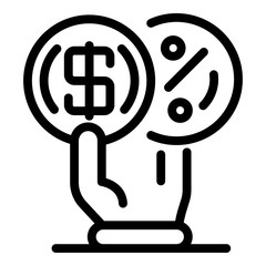 Poster - Coin percent agent icon. Outline coin percent agent vector icon for web design isolated on white background
