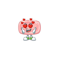 Poster - Charming pink soap cartoon character with a falling in love face