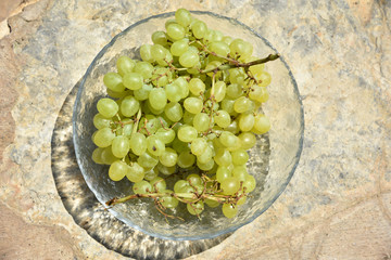 Wall Mural - green healthy fresh grapes in plate