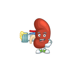 Sticker - Happy right human kidney mascot style toast with a glass of beer