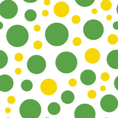 Poster - Green and yellow repeat dots print on white background design