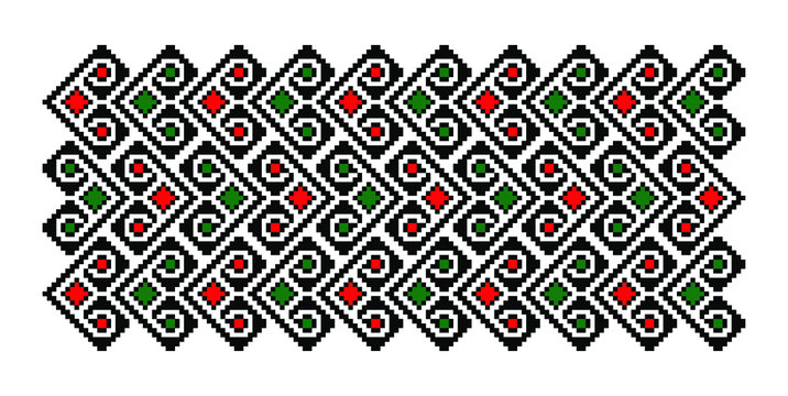 Traditional Romanian folk art knitted embroidery pattern
