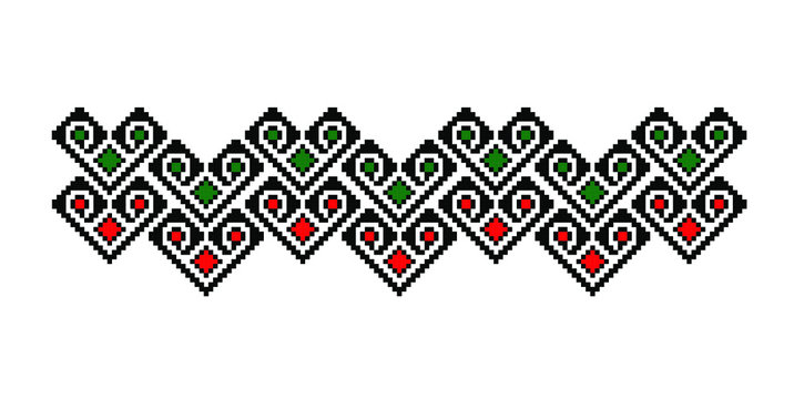 Traditional Romanian folk art knitted embroidery pattern
