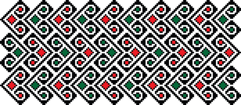 Traditional Romanian folk art knitted embroidery pattern
