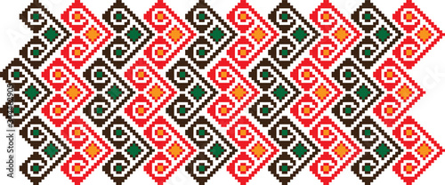 Traditional Romanian folk art knitted embroidery pattern Poster Mural XXL