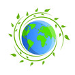 © BigHostX - MobileEarth Day vector Illustration with leaves around it with White Background