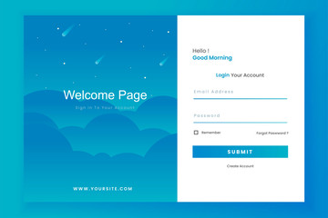 Wall Mural - Login form landing page design template