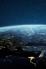 Poster - Planet earth from the space at night. Amazing planet Earth with night city lights.