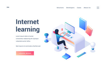 Poster - Banner template offering information about Internet learning