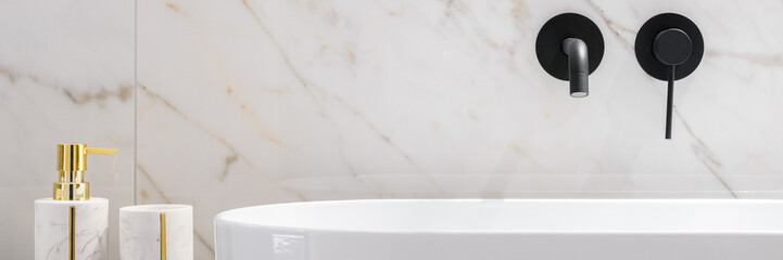 Wall Mural - elegant bathroom washbasin, panorama