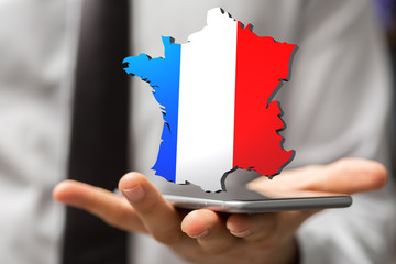 Sticker - 3d Digital France map country illustration