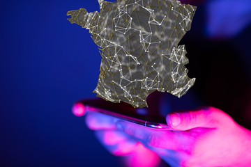 Sticker - 3d Digital France map country .